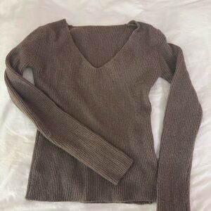 SHEIN Chocolate V-Neck Sweater